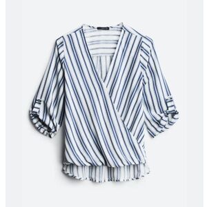 Allan Surplice Rolltab High Low Blouse